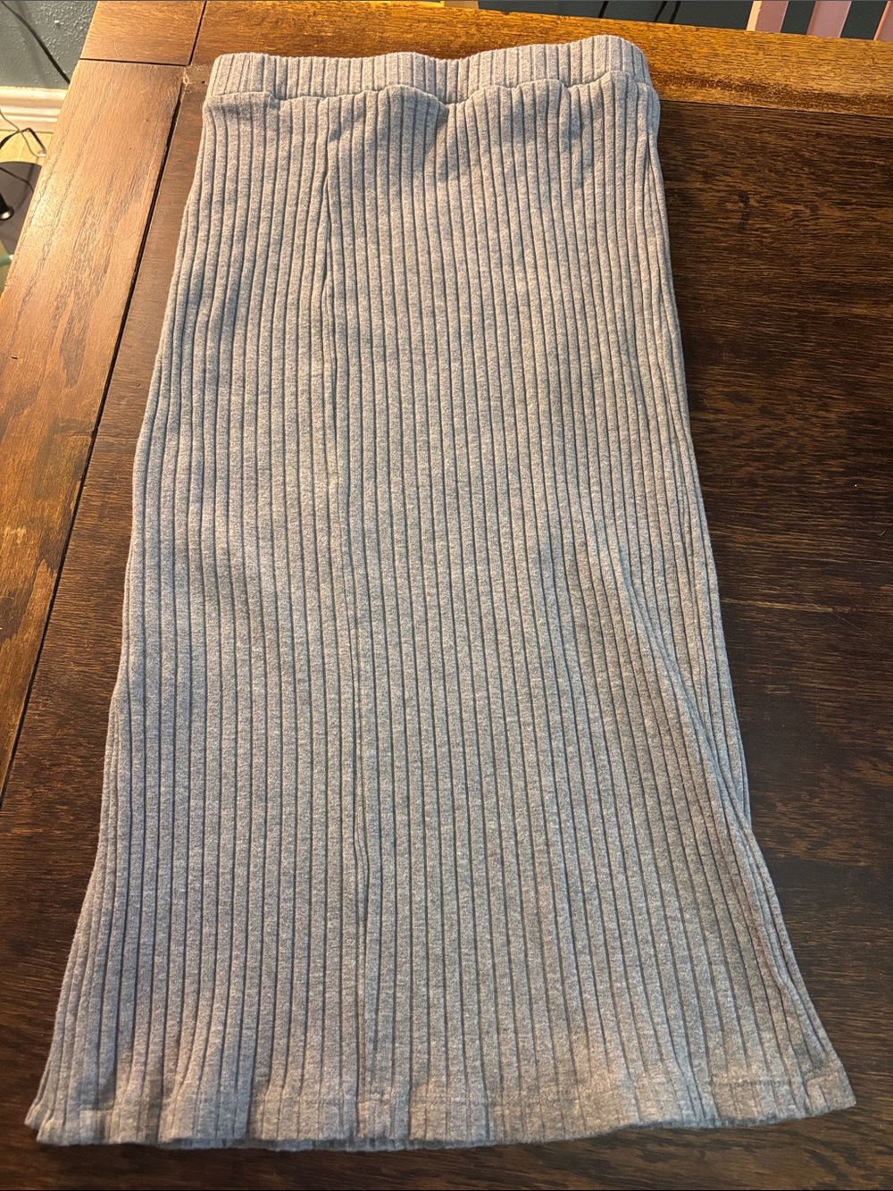 Gray Ribbed Button-Accent Women's Skirt - Picture 3 of 5